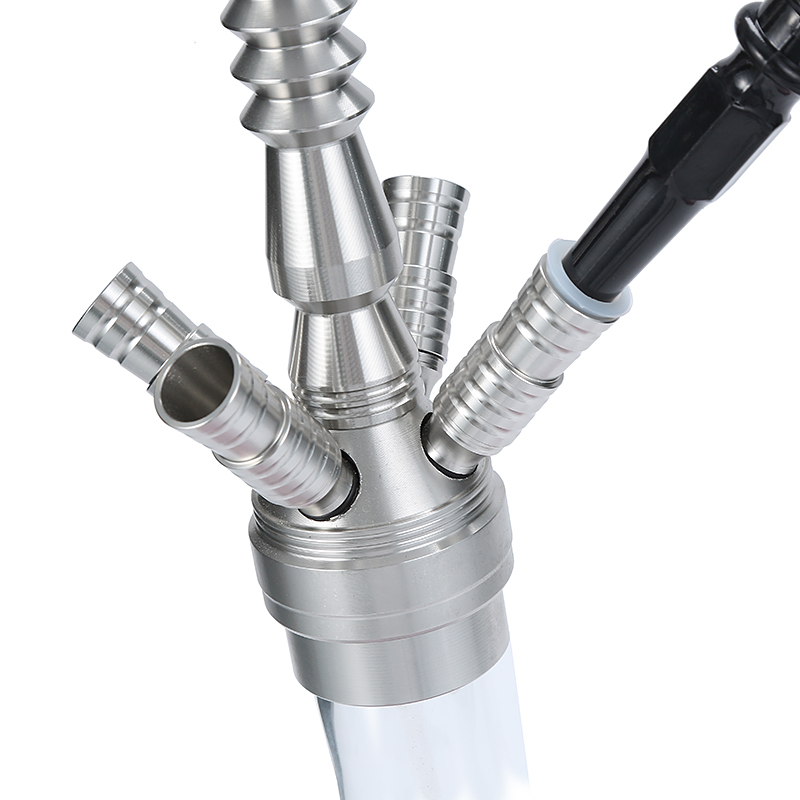 Premium 4 Hose Hookah Set Aluminum Shisha Kit with Coal Tongs Ashtray And Ceramic Bowl