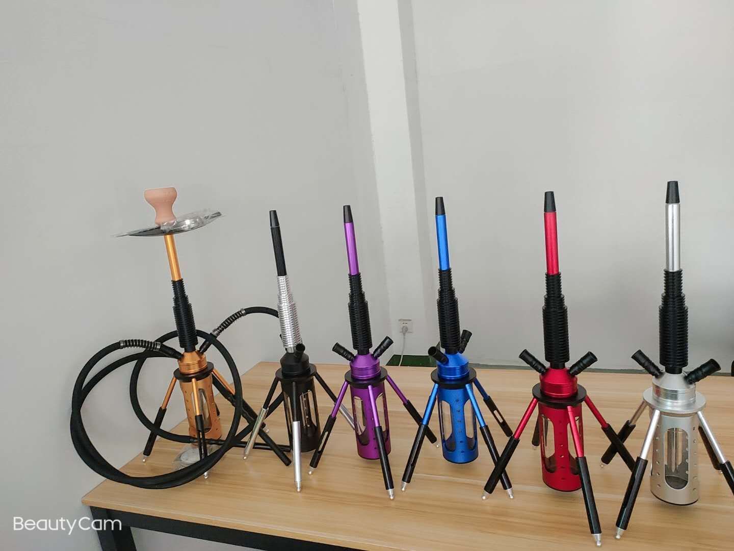 2 Hoses Hookah Set Complete Modern Rocket Shape Shisha Kit with LED Light