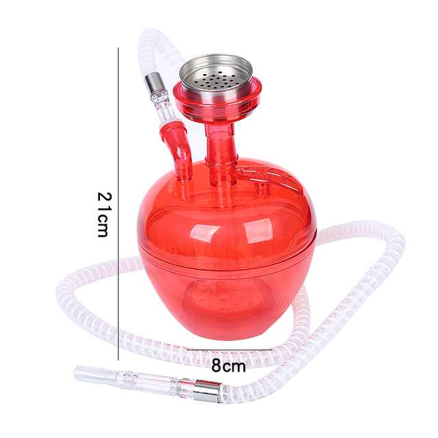 Cheap Acrylic Plastic Apple Shape With Accessories LED Portable Shisha Hookah Set