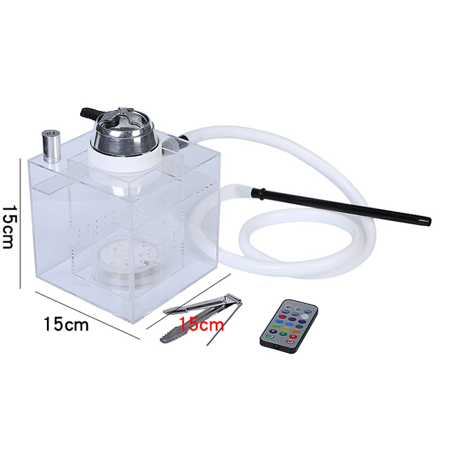 Wholesale Acrylic Square Hookah with LED Light Box Shisha