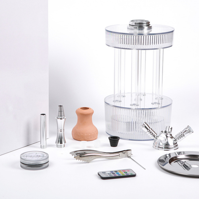 Portable Gatling Hookah 2 Hoses Gatling Acrylic Shisha LED 