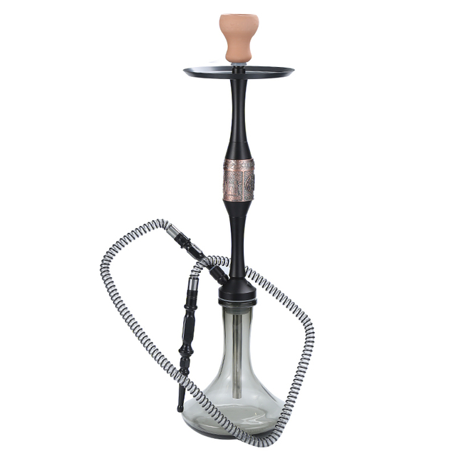 Hookah Set 22" Aluminum Shisha with Everything Accessories Glass Vase Base 