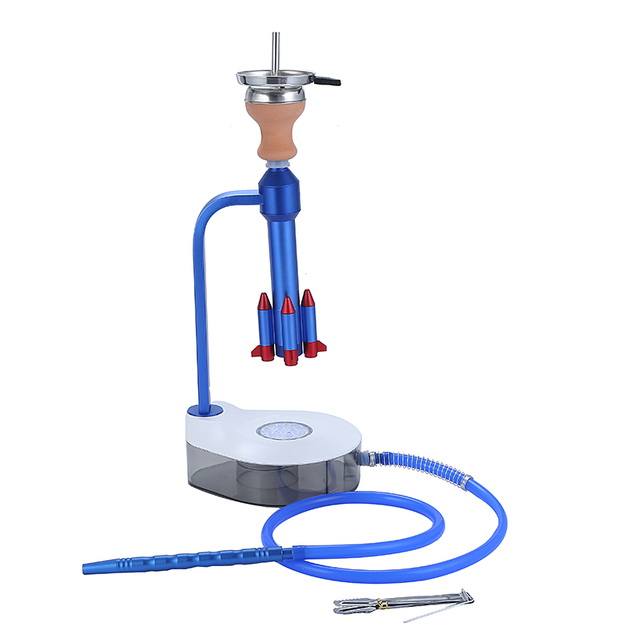 Rocket Aluminum Acrylic Water Pipe Smoking Portable Hookah With LED Light