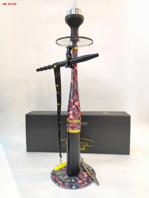 Large Size Baseball Hookah Set With Black Leather Case And Led Light Aluminum Alloy German Hookah Chicha Complete Shisha Hookah