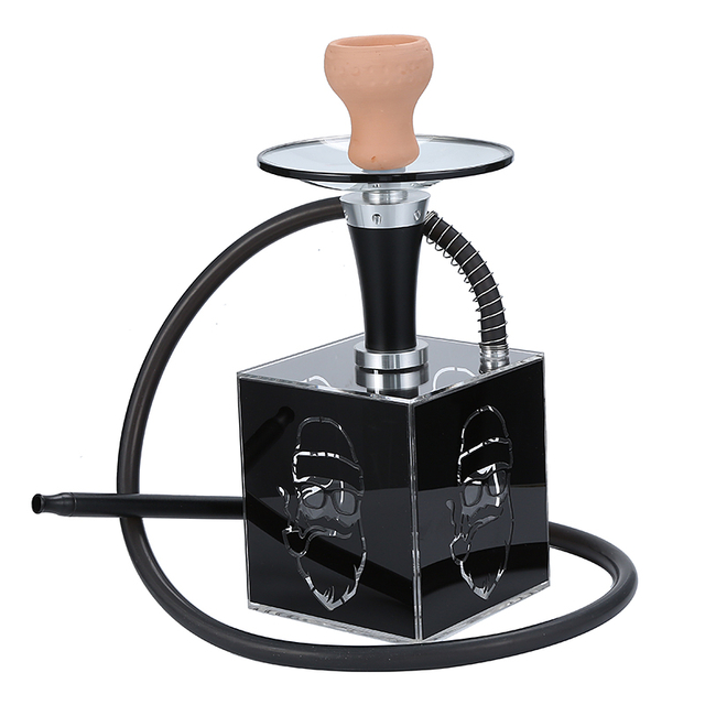 Square Hookah Set Cube Acrylic Shisha with Multicolor LED Light