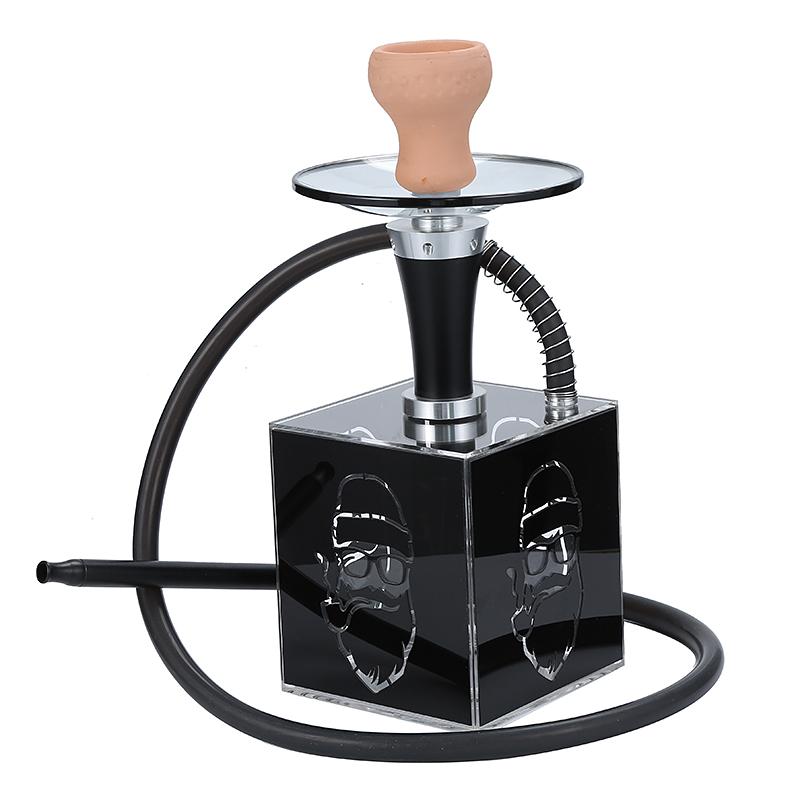 Square Hookah Set Cube Acrylic Shisha with Multicolor LED Light