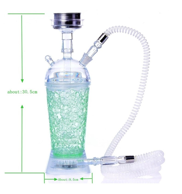 Portable Acrylic Cup Hookah Shisha With LED Light For Car And Party