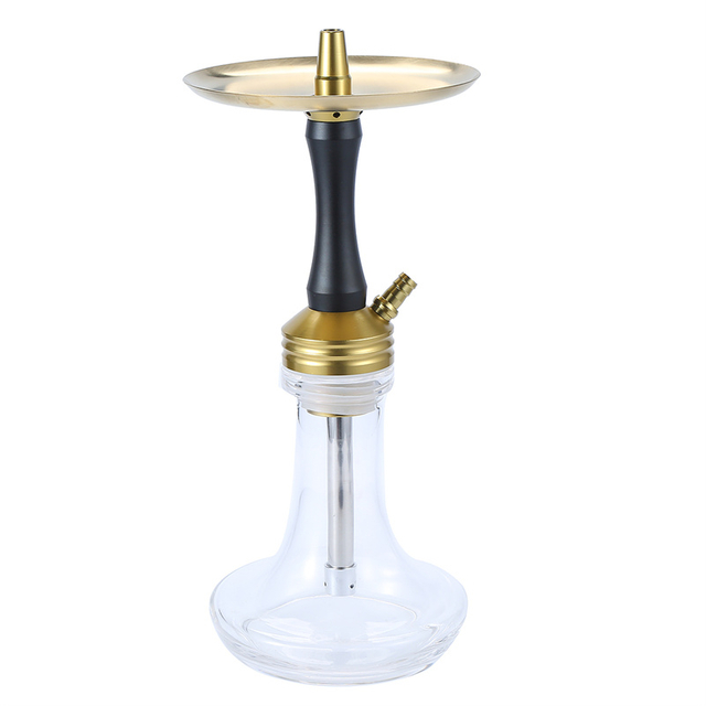 Medium Size Gold Black Metal Hookah Set