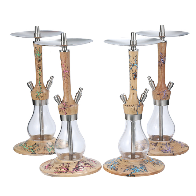 Hookah Set Modern 24.5" Wookah Complete Set Luxury Wood Shisha Kit 