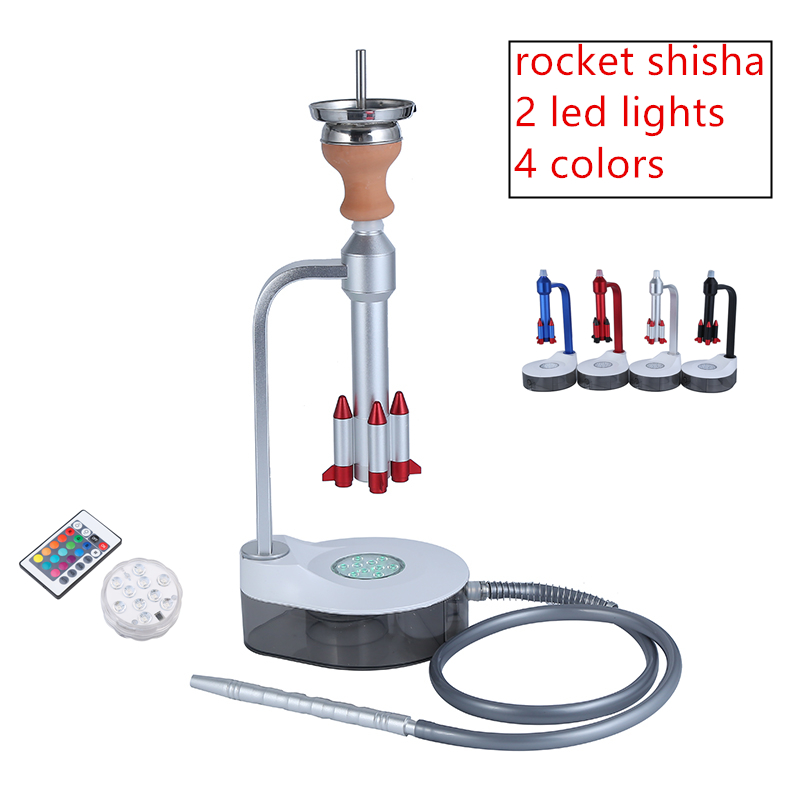 Rocket Aluminum Acrylic Water Pipe Smoking Portable Hookah With LED Light
