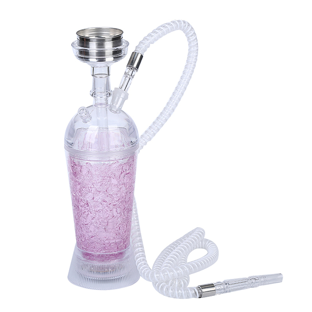 Portable Acrylic Cup Hookah Shisha With LED Light For Car And Party