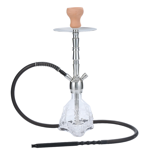 Silver Aluminum Hookah with Skull Base