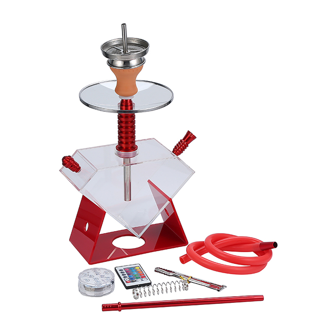Triangle LED Light Shisha Heart Shape Acrylic Hookah Complete Set