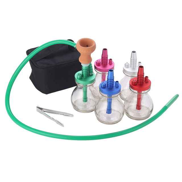 Portable Mini Hookah With Bag Modern Design Shisha Kit Thickened Glass