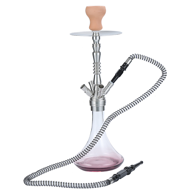 Premium 4 Hose Hookah Set Aluminum Shisha Kit with Coal Tongs Ashtray And Ceramic Bowl