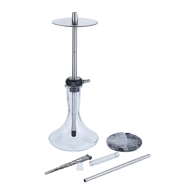 Stainless Steel Hookah Set with Everything Modern Shisha with Clear Vase