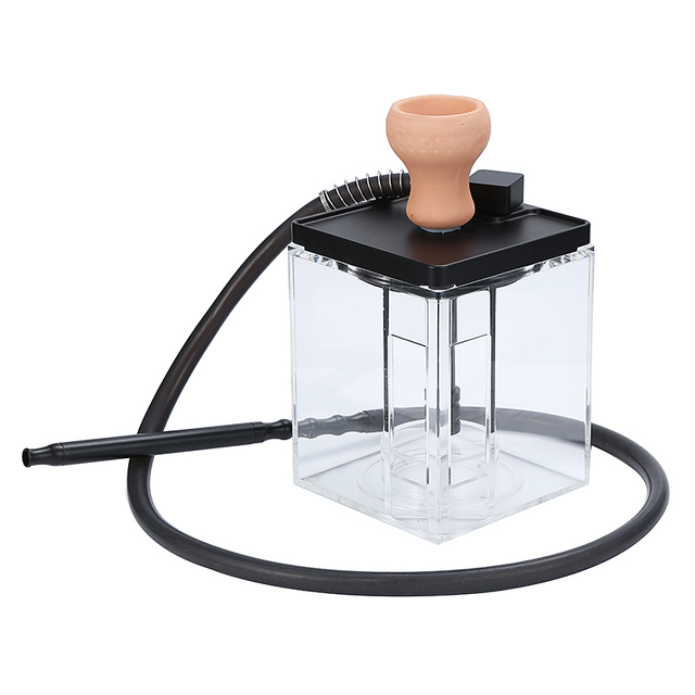 High Quality Hookah Set Cube Acrylic Shisha with Multicolor LED Light 