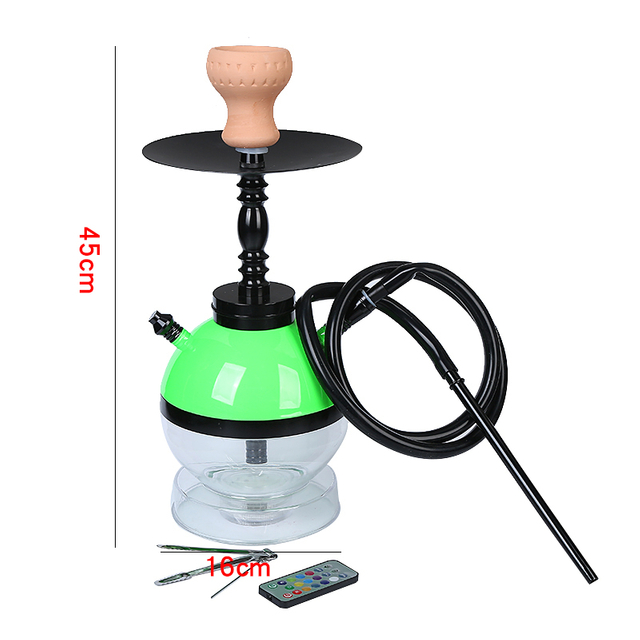 Arabian Hookah Finished LED Acrylic Round Pot Hookah Set