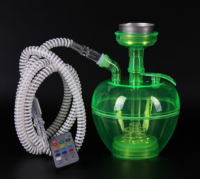 Cheap Acrylic Plastic Apple Shape With Accessories LED Portable Shisha Hookah Set