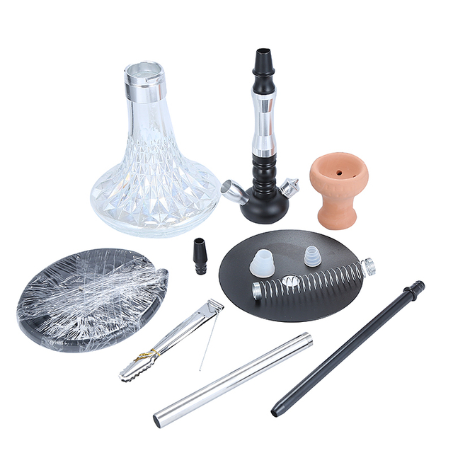 Luxury Aluminum Hookah Set With Crystal Glass Vase 