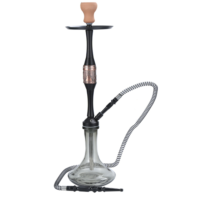 Hookah Set 22" Aluminum Shisha with Everything Accessories Glass Vase Base 