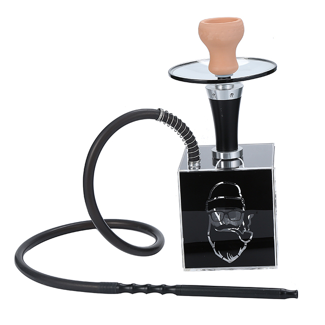 Square Hookah Set Cube Acrylic Shisha with Multicolor LED Light